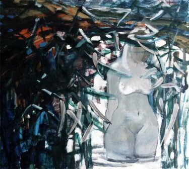 Painting titled "White Night" by Sergej Jakovlev, Original Artwork, Oil