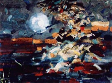 Painting titled "Night Butterflies" by Sergej Jakovlev, Original Artwork, Oil