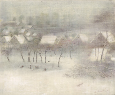 Peinture intitulée "Winter Games" par Sergej Pisarenko, Œuvre d'art originale, Huile