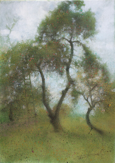 Peinture intitulée "Apple tree" par Sergej Pisarenko, Œuvre d'art originale, Huile