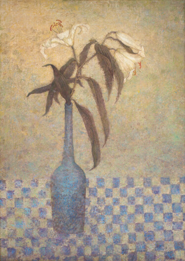 Painting titled "Flowers" by Sergej Pisarenko, Original Artwork, Oil