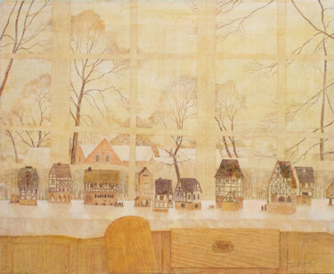 Pintura intitulada "Toy town" por Sergej Pisarenko, Obras de arte originais, Óleo