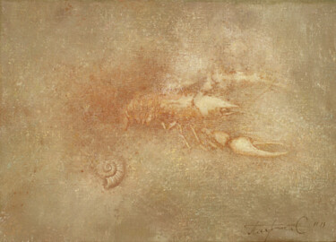 Schilderij getiteld "Crayfish" door Sergej Pisarenko, Origineel Kunstwerk, Olie