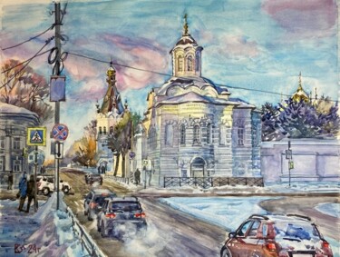 Painting titled "Богоявленский-Анаст…" by Sergej Smirnov, Original Artwork, Watercolor