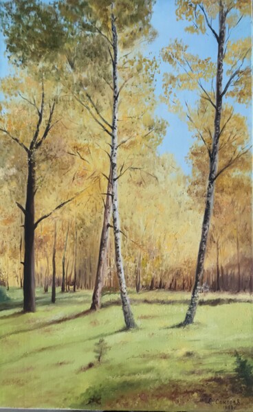 Malerei mit dem Titel "Осень" von Sergei Sokolov, Original-Kunstwerk, Öl