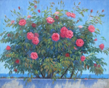 Pintura intitulada "Розовый куст" por Sergei Iurevich Gusev, Obras de arte originais, Óleo Montado em Armação em madeira