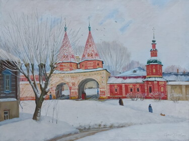 Peinture intitulée "Ворота монастыря" par Sergei Iurevich Gusev, Œuvre d'art originale, Huile Monté sur Châssis en bois