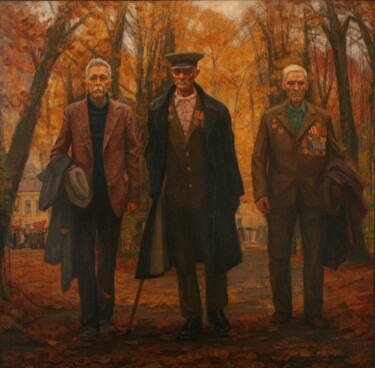 Peinture intitulée "Однополчане" par Sergei Iurevich Gusev, Œuvre d'art originale, Huile Monté sur Châssis en bois
