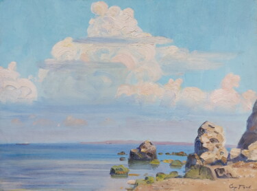 Painting titled "Штиль" by Sergei Iurevich Gusev, Original Artwork, Oil Mounted on Cardboard
