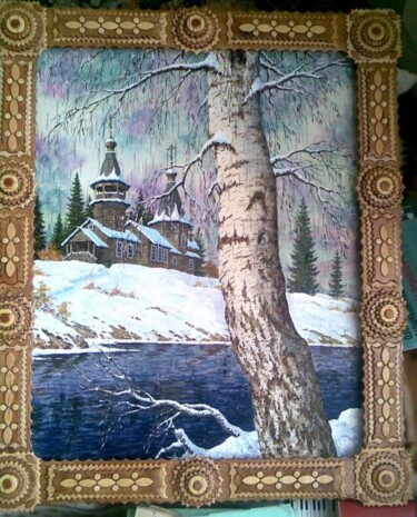Картина под названием ""Зимний покой"" - Сергей Зинин, Подлинное произведение искусства, Масло