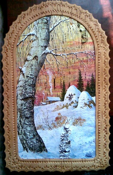 Картина под названием "Закат" - Сергей Зинин, Подлинное произведение искусства, Масло