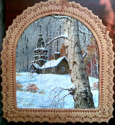 Painting titled "зимняя пора." by Zinin, Original Artwork, Oil