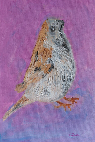 Pittura intitolato "The Proud Sparrow" da Sergej Danko, Opera d'arte originale, Olio