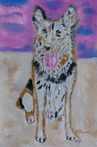 Peinture intitulée "German Shepherd" par Sergej Danko, Œuvre d'art originale, Huile