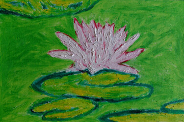 Painting titled "Water lily" by Sergej Danko, Original Artwork, Oil