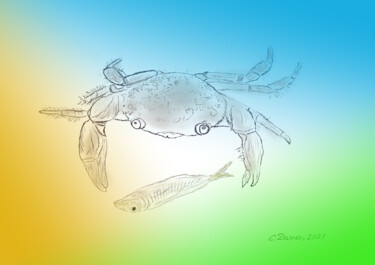 Digital Arts titled "The crab came to th…" by Sergej Danko, Original Artwork, Digital Painting
