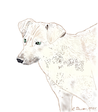 Цифровое искусство под названием "Dog waiting for his…" - Sergej Danko, Подлинное произведение искусства, Цифровая живопись