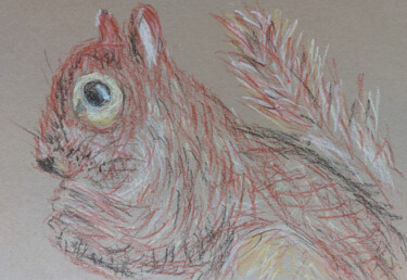 Tekening getiteld "Squirrel" door Sergej Danko, Origineel Kunstwerk, Pastel