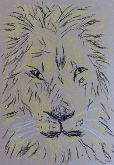 Drawing titled "Lion" by Sergej Danko, Original Artwork, Pastel