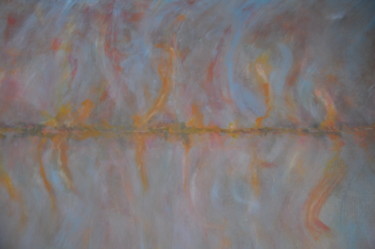 Painting titled "Flammes Rouille" by Serge Leroux, Original Artwork, Acrylic Mounted on Wood Stretcher frame