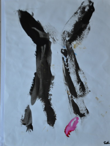 Malerei mit dem Titel "Papillon noir" von Serge Leroux, Original-Kunstwerk, Acryl Auf Andere starre Platte montiert