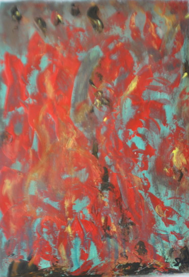 Peinture intitulée "Paysage Flammes 1" par Serge Leroux, Œuvre d'art originale, Acrylique