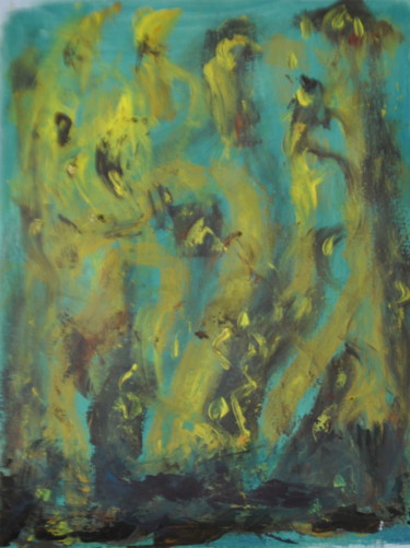 Painting titled "Paysage Flammes 3" by Serge Leroux, Original Artwork, Acrylic