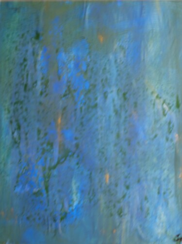 Schilderij getiteld "Chute bleue 1" door Serge Leroux, Origineel Kunstwerk, Acryl Gemonteerd op Andere stijve panelen