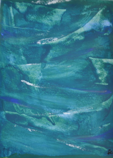 Peinture intitulée "Flot bleu" par Serge Leroux, Œuvre d'art originale, Acrylique