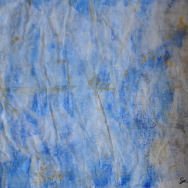 Painting titled "Paysage or bleu" by Serge Leroux, Original Artwork, Acrylic