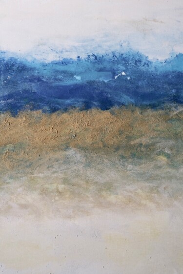Painting titled "Bleu Or Horizon" by Serge Leroux, Original Artwork, Acrylic