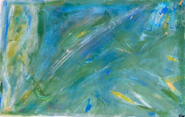 Painting titled "Pente verte" by Serge Leroux, Original Artwork, Acrylic