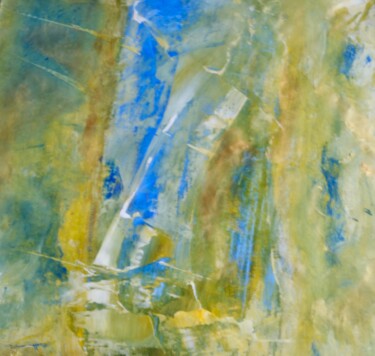 Painting titled "Bleu Or Oasis" by Serge Leroux, Original Artwork, Acrylic