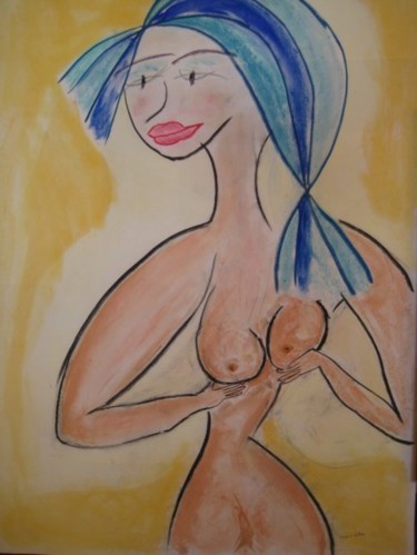 Peinture intitulée "Nue aux cheveux ble…" par Sergentdelire, Œuvre d'art originale, Huile