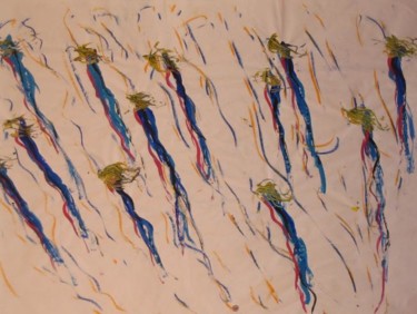 Peinture intitulée "Algues bleues" par Sergentdelire, Œuvre d'art originale, Huile