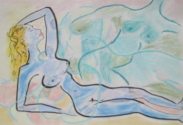 Peinture intitulée "Couchée une main da…" par Sergentdelire, Œuvre d'art originale, Huile