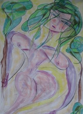 Peinture intitulée "Cheveux verts" par Sergentdelire, Œuvre d'art originale, Huile