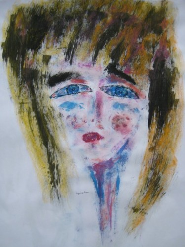 Peinture intitulée "Visage de femme aux…" par Sergentdelire, Œuvre d'art originale
