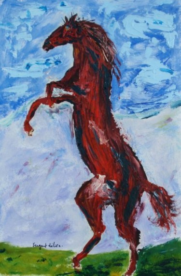 Peinture intitulée "Cheval fougueux" par Sergentdelire, Œuvre d'art originale