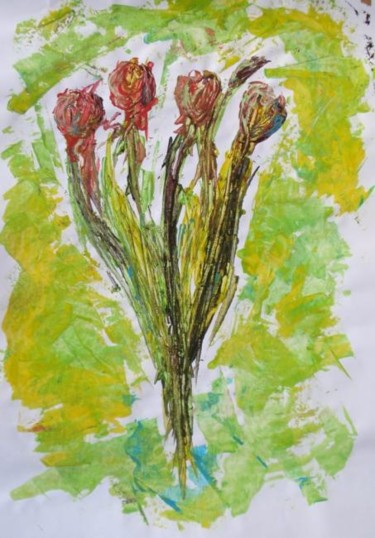 Peinture intitulée "Bouquet de fleurs" par Sergentdelire, Œuvre d'art originale