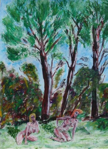 Peinture intitulée "Devant des pins" par Sergentdelire, Œuvre d'art originale