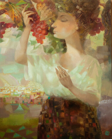 Painting titled "Song of the vine" by Sergey Akopov, Original Artwork, Oil Mounted on Wood Stretcher frame