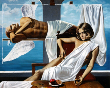 Painting titled "Angel and Muse" by Sergey And Vera, Original Artwork, Oil