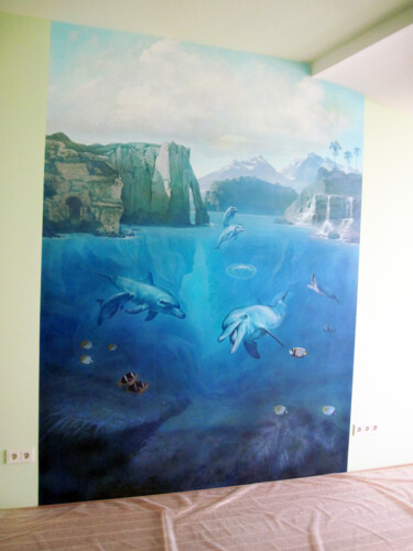 Malarstwo zatytułowany „Mural in a private…” autorstwa Sergey And Vera, Oryginalna praca, Olej