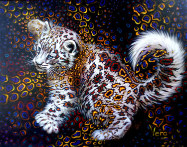 Painting titled "Snowball" by Sergey And Vera, Original Artwork, Oil Mounted on Wood Stretcher frame