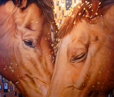 Painting titled "Tenderness 2" by Sergey And Vera, Original Artwork, Oil Mounted on Wood Stretcher frame