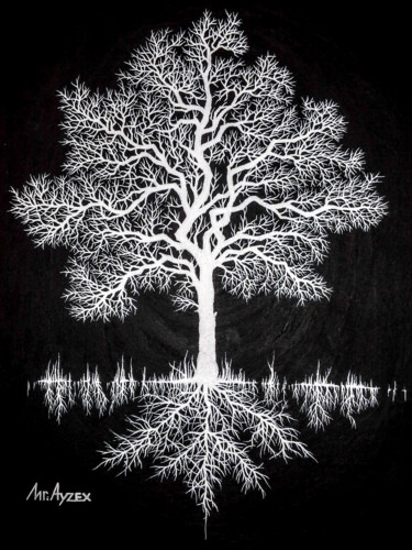 Картина под названием "Tree of pain" - Ayzex, Подлинное произведение искусства, Акрил