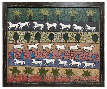 Картина под названием "White Horses oil pa…" - Sergey Kirichenko, Подлинное произведение искусства, Масло