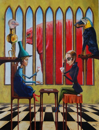 Painting titled "the game" by Sergey Kirillov, Original Artwork, Oil