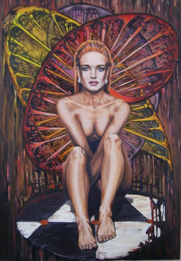 Schilderij getiteld "red-haired" door Sergey Kirillov, Origineel Kunstwerk, Olie